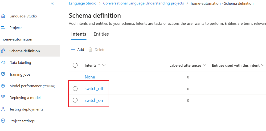 Created initents in scheme defination